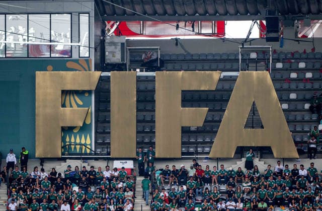 Soccer, Men, FIFA World Cup 2026 in Mexico, Canada and USA, Opening match in Mexico City Group A, Matchday 1 , Mexico South Africa, FIFA logo in front of empty seats, 11 06 2026, Copyright: xMatthiasxKochx
