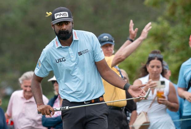June 11, 2026, Caledon, On, CANADA: American Sahith Theegala lines up his putt on the 5th green during the first round of the RBC Canadian Open in Caledon, Ont., on Thursday June 11, 2026. Canada News - June 11, 2026  - ZUMAc35_ 20260611_zaf_c35_108 Copyright: xFrankxGunnx