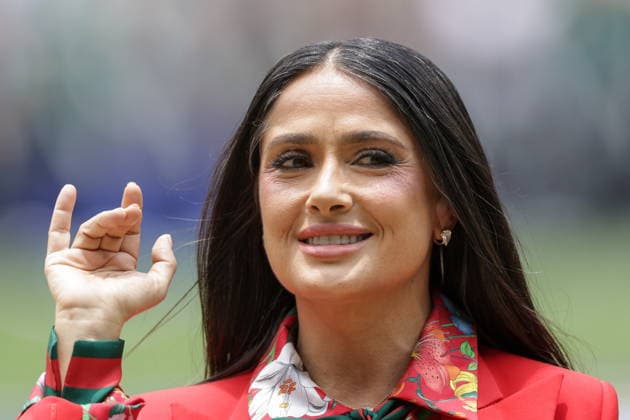 MEXICO, MEXICO CITY - JUNE 11, 2026: Actress Salma Hayek performs during the opening ceremony of the 2026 FIFA World Cup, WM, Weltmeisterschaft, Fussball at Mexico City Stadium. Mikhail Sinitsyn TASS  93683774
