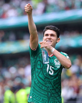 MEXICO CITY, MEXICO - JUNE 11: Israel Reyes of Mexico celebrates after the FIFA World Cup, WM, Weltmeisterschaft, Fussball 2026 Group A match between Mexico and South Africa at Mexico City Stadium on June 11, 2026 in Mexico City, Mexico.  Copyright: xMBxMediax
