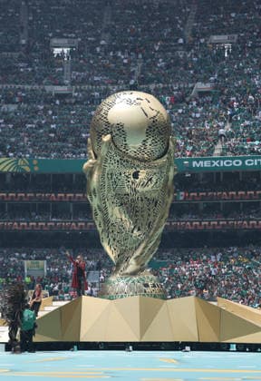 MEXICO CITY, MEXICO - JUNE 11: View of a World Cup Trophy statue during the Opening Ceremony before the FIFA World Cup, WM, Weltmeisterschaft, Fussball 2026 Group A match between Mexico and South Africa at Mexico City Stadium on June 11, 2026 in Mexico City, Mexico.  Copyright: xMBxMediax
