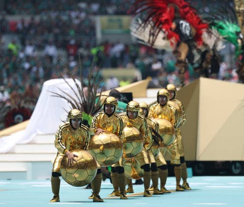 MEXICO CITY, MEXICO - JUNE 11: Performers dance during the Opening Ceremony before the FIFA World Cup, WM, Weltmeisterschaft, Fussball 2026 Group A match between Mexico and South Africa at Mexico City Stadium on June 11, 2026 in Mexico City, Mexico.  Copyright: xMBxMediax