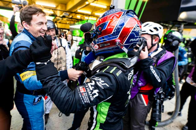 24 HEURES DU MANS 2026 - FREE PRACTICE AND QUALIFIYING SESSION MASSON Esteban (fra), Forestier Racing by Panis, Oreca 07 Gibson 29, LMP2, portrait, celebrations during the Free Practice and Qualifying session of the 24 Hours of Le Mans 2026, 3rd round of the 2026 FIA World Endurance Championship, from June 10 to 11, 2026 on the Circuit des 24 Heures du Mans in Le Mans, France - Le MansFrance  Copyright: xFabrizioxBoldonix