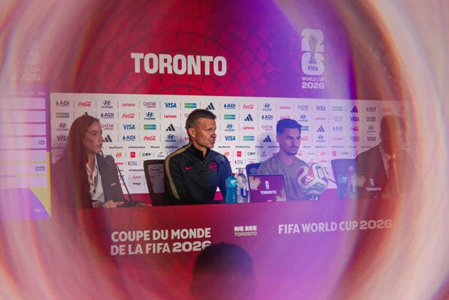 Canada head coach Jesse Marsch answers questions from media during the pre-game press conference, PK, Pressekonferenz before the 2026 FIFA World Cup, WM, Weltmeisterschaft, Fussball game between Canada and Bosnia and Herzegovina at Toronto Stadium on June 11, 2026 in Toronto, Ontario, Canada  Copyright: xCurtisxWongx xSPPx Sportspressphoto_SPR165080
