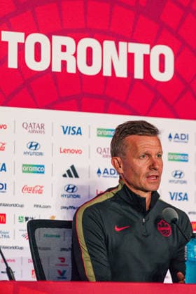 Canada head coach Jesse Marsch answers questions from media during the pre-game press conference, PK, Pressekonferenz before the 2026 FIFA World Cup, WM, Weltmeisterschaft, Fussball game between Canada and Bosnia and Herzegovina at Toronto Stadium on June 11, 2026 in Toronto, Ontario, Canada  Copyright: xCurtisxWongx xSPPx Sportspressphoto_SPR165081