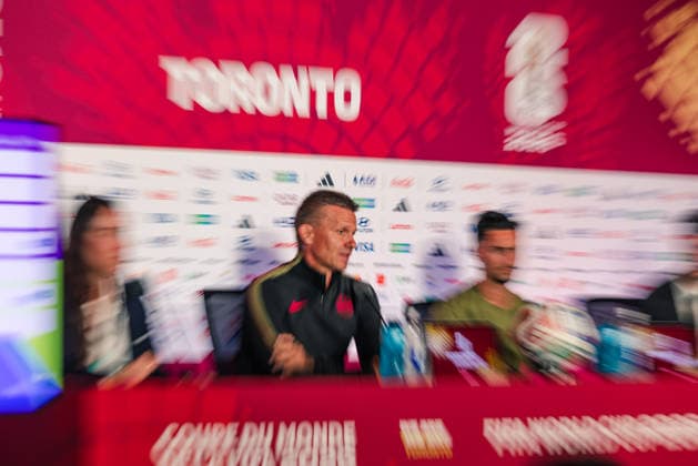 Canada head coach Jesse Marsch answers questions from media during the pre-game press conference, PK, Pressekonferenz before the 2026 FIFA World Cup, WM, Weltmeisterschaft, Fussball game between Canada and Bosnia and Herzegovina at Toronto Stadium on June 11, 2026 in Toronto, Ontario, Canada  Copyright: xCurtisxWongx xSPPx Sportspressphoto_SPR165085
