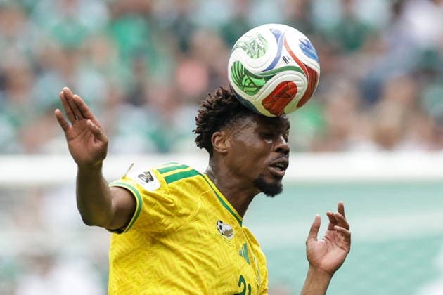 MEXICO, MEXICO CITY - JUNE 11, 2026: South Africa s Ime Okon in action in the 2026 FIFA World Cup, WM, Weltmeisterschaft, Fussball Group A football match between Mexico and South Africa at Mexico City Stadium. Mikhail Sinitsyn TASS  93686099