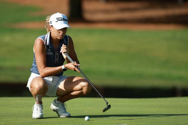 Dow Championship MIDLAND, MICHIGAN - JUNE 11: Pauline Roussin-Bouchard lines up her putt on the fifth green during the first round of the Dow Championship at Midland Country Club in Midland, Michigan, USA on Thursday, June 11, 2026. Midland Michigan United States  Copyright: xJorgexLemusx originalFilename:lemus-dowchamp260611_npmG1.jpg