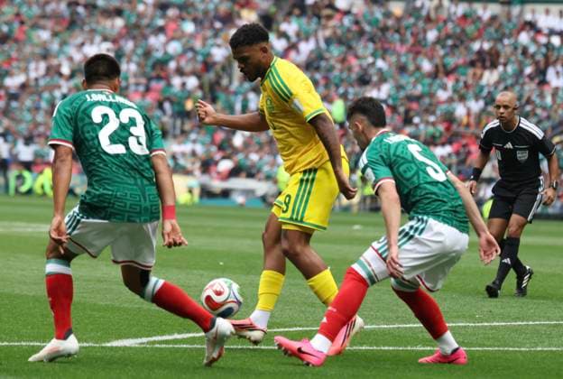 MEXICO CITY, MEXICO - JUNE 11: Lyle Foster 9 of Team South Africa competes during the group A match between Mexico and South Africa at the 2026 FIFA World Cup, WM, Weltmeisterschaft, Fussball at Mexico City Stadium on June 11, 2026 in Mexico City, Mexico.  Copyright: xVCGx 111647672216