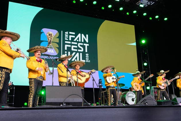 VANCOUVER, CANADA - JUNE 11: Mariachi band Los Dorados performs at halftime during the first match watch party of the FIFA World Cup, WM, Weltmeisterschaft, Fussball 2026 between Mexico and South Africa during the FIFA Fan Festival at the PNE Amphitheatre in Hastings Park on June 11, 2026 in Vancouver, British Columbia, Canada.  Copyright: xAmyxElle SPPx Sportspressphoto_SPR165160