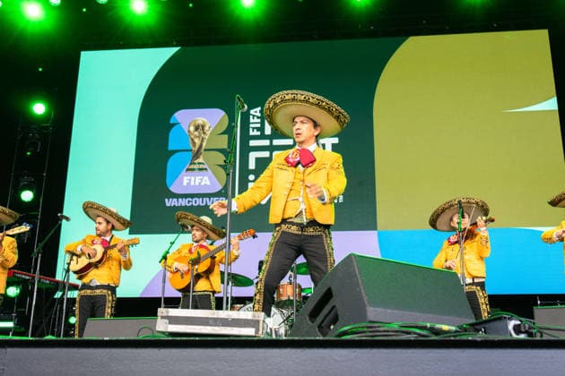 VANCOUVER, CANADA - JUNE 11: Mariachi band Los Dorados performs at halftime during the first match watch party of the FIFA World Cup, WM, Weltmeisterschaft, Fussball 2026 between Mexico and South Africa during the FIFA Fan Festival at the PNE Amphitheatre in Hastings Park on June 11, 2026 in Vancouver, British Columbia, Canada.  Copyright: xAmyxElle SPPx Sportspressphoto_SPR165161