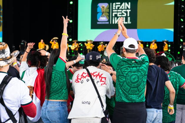 VANCOUVER, CANADA - JUNE 11: Fan supporters of Mexico cheer and watch Mariachi band Los Dorados perform at halftime during the first match watch party of the FIFA World Cup, WM, Weltmeisterschaft, Fussball 2026 between Mexico and South Africa during the FIFA Fan Festival at the PNE Amphitheatre in Hastings Park on June 11, 2026 in Vancouver, British Columbia, Canada.  Copyright: xAmyxElle SPPx Sportspressphoto_SPR165164