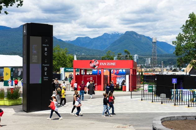 VANCOUVER, CANADA - JUNE 11: A mountain landscape is shown at the FIFA Fan Festival in Hastings Park on June 11, 2026 in Vancouver, British Columbia, Canada.  Copyright: xAmyxElle SPPx Sportspressphoto_SPR165184