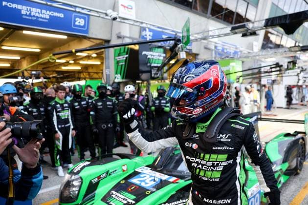 24 Heures du Mans automobile Alexandre Dimou ALEXPRESS MAXPPP - Forestier Racing by Panis Esteban Masson celebre pendant qualcification Hyperpole lors des 24H du Mans 2026 Alexandre Dimou Agence Alexpress 24 Hours of Le Mans automobile Le Mans France  Copyright: xALEXPRESS MAXPPPxAlexandrexDimoux DIM202606113583 DIM202606113583