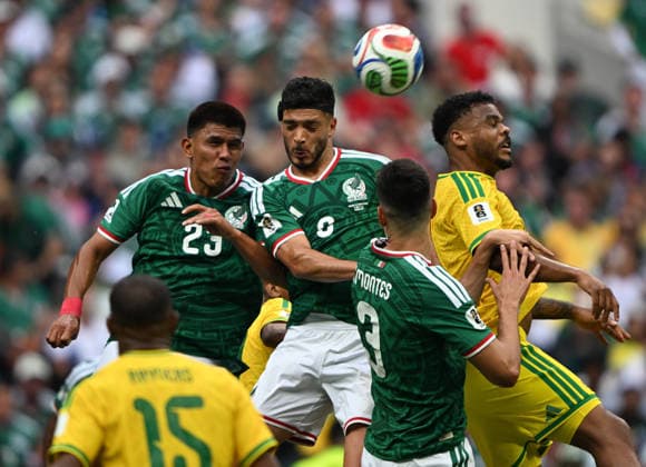 260612 -- MEXICO CITY, June 12, 2026 -- Raul Jimenez up C and Jesus Gallardo up L of Mexico vie for a header during the group A match between Mexico and South Africa at the 2026 FIFA World Cup, WM, Weltmeisterschaft, Fussball at Mexico City Stadium in Mexico City, Mexico, June 11, 2026. SPMEXICO-MEXICO CITY-FOOTBALL-FIFA WORLD CUP-GROUP A-MEX VS RSA WuxWei  (SP)MEXICO-MEXICO CITY-FOOTBALL-FIFA WORLD CUP-GROUP A-MEX VS RSA IMAGO WuxWei  imago images 0858942028