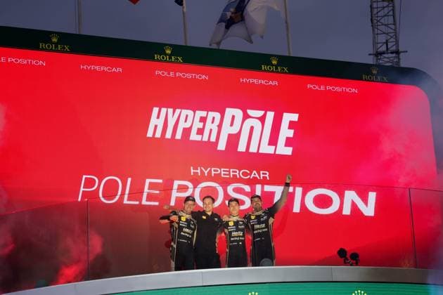 24 Heures du Mans automobile Alexandre Dimou ALEXPRESS MAXPPP - Team Cadillac LMP1 SÃ bastien Bourdais - Earl Bamber - Jack Aitken celebre pendant qualcification Hyperpole lors des 24H du Mans 2026 Alexandre Dimou Agence Alexpress 24 Hours of Le Mans automobile Le Mans France  Copyright: xALEXPRESS MAXPPPxAlexandrexDimoux DIM202606113577 DIM202606113577