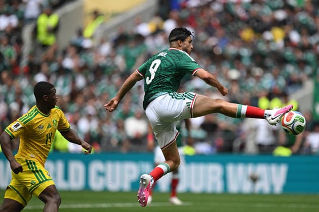 (260612) -- MEXICO CITY, June 12, 2026 -- Raul Jimenez (R) of Mexico competes during the group A match between Mexico and South Africa at the 2026 FIFA World Cup, WM, Weltmeisterschaft, Fussball at Mexico City Stadium in Mexico City, Mexico, June 11, 2026. (Photo by Xinhua) (SP)MEXICO-MEXICO CITY-FOOTBALL-FIFA WORLD CUP-GROUP A-MEX VS RSA LucioxTavora 