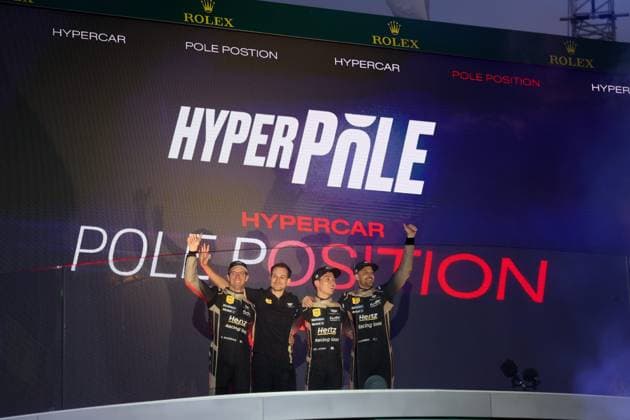 24 Heures du Mans automobile Alexandre Dimou ALEXPRESS MAXPPP - Team Cadillac LMP1 SÃ bastien Bourdais - Earl Bamber - Jack Aitken celebre pendant qualcification Hyperpole lors des 24H du Mans 2026 Alexandre Dimou Agence Alexpress 24 Hours of Le Mans automobile Le Mans France  Copyright: xALEXPRESS MAXPPPxAlexandrexDimoux DIM202606113578 DIM202606113578