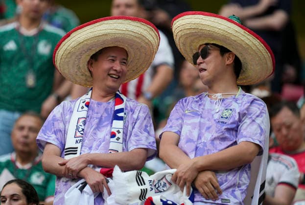 (260612) -- GUADALAJARA, June 12, 2026 -- Fans of South Korea cheer before the group A match between South Korea and the Czech Republic at the 2026 FIFA World Cup, WM, Weltmeisterschaft, Fussball at Guadalajara Stadium in Guadalajara, Mexico, June 11, 2026. (Photo by Xinhua) (SP)MEXICO-GUADALAJARA-FOOTBALL-FIFA WORLD CUP-GROUP A-KOR VS CZE MartinxZabala 
