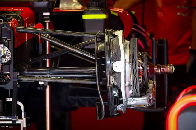 IPA85600191 - Technical details on Ferrari brakes, during the Barcelona-Catalunya Grand Prix, Barcelona, June 11–14, 2026, Montmeló, 2026 Formula 1 World Championship, WM, Weltmeisterschaft  Copyright: xFedericoxBasile IPAxSportx xx 85600191