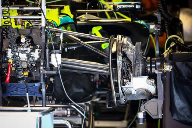 IPA85600194 - Technical details on Mercedes brakes, during the Barcelona-Catalunya Grand Prix, Barcelona, June 11–14, 2026, Montmeló, 2026 Formula 1 World Championship, WM, Weltmeisterschaft  Copyright: xFedericoxBasile IPAxSportx xx 85600194
