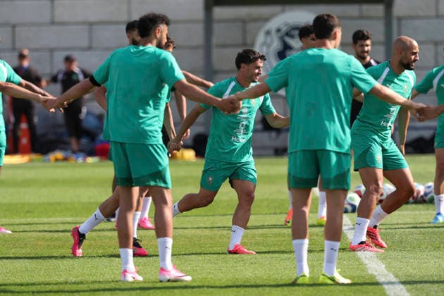 Brahim Diaz (C) of Morocco takes part in a training session at The Pingry School training center in Basking Ridge, New Jersey, 11 June 2026. Morocco national team, Nationalteam Training Session !ACHTUNG: NUR REDAKTIONELLE NUTZUNG!  Copyright: xSebastiaoxMoreirax GR5038 0858943620st
