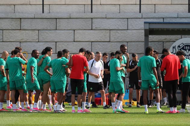 Morocco s head coach, Mohamed Quahbi (C), leads a training session at The Pingry School training center in Basking Ridge, New Jersey, 11 June 2026. Morocco national team, Nationalteam Training Session !ACHTUNG: NUR REDAKTIONELLE NUTZUNG!  Copyright: xSebastiaoxMoreirax GR5035 0858943693st