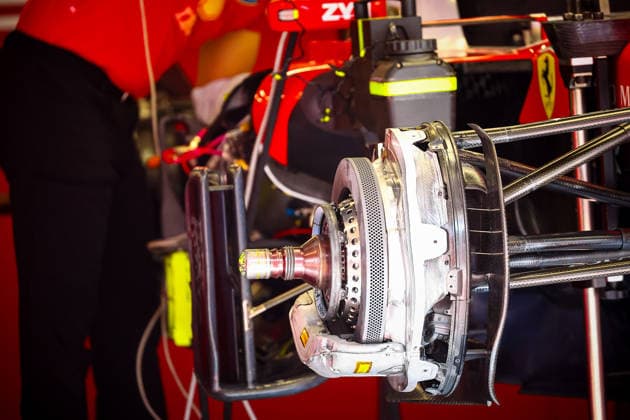 IPA85600199 - Technical details on Ferrari brakes, during the Barcelona-Catalunya Grand Prix, Barcelona, June 11–14, 2026, Montmeló, 2026 Formula 1 World Championship, WM, Weltmeisterschaft  Copyright: xFedericoxBasile IPAxSportx xx 85600199