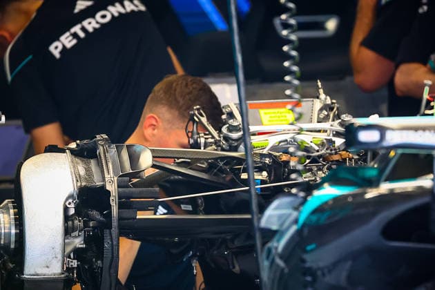 IPA85600203 - Mercedes technical details, during the Barcelona-Catalunya Grand Prix, Barcelona, June 11–14, 2026, Montmeló, 2026 Formula 1 World Championship, WM, Weltmeisterschaft  Copyright: xFedericoxBasile IPAxSportx xx 85600203