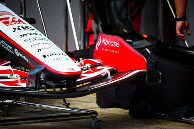 IPA85600423 - Haas front wing technical detail, during the Barcelona-Catalunya Grand Prix, Barcelona, June 11–14, 2026, Montmeló, 2026 Formula 1 World Championship, WM, Weltmeisterschaft  Copyright: xFedericoxBasile IPAxSportx xx 85600423