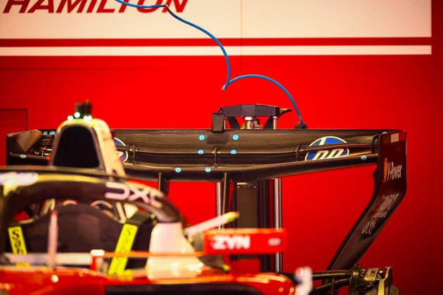MOTORSPORTS - Formula 1 - 2026 Barcelona-Catalunya Grand Prix Photo by IPA ABACAPRESS.COM85600196 - Technical details of the Ferrari rear wing, during the Barcelona-Catalunya Grand Prix, Barcelona, June 11–14, 2026, Montmeló, 2026 Formula 1 World Championship, WM, Weltmeisterschaft Spain Spain  Copyright: xIPAxSport ABACAx