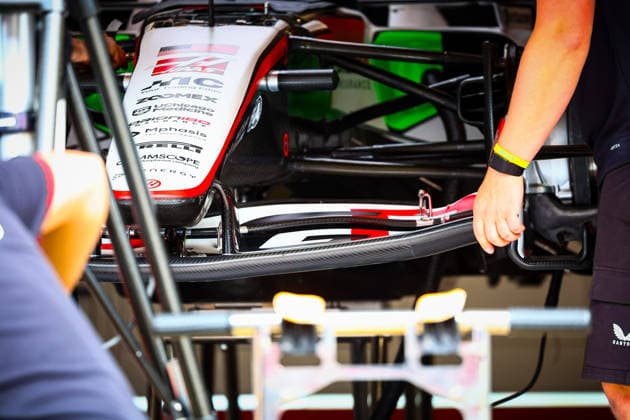 IPA85600407 - Haas front wing technical details, during the Barcelona-Catalunya Grand Prix, Barcelona, June 11–14, 2026, Montmeló, 2026 Formula 1 World Championship, WM, Weltmeisterschaft  Copyright: xFedericoxBasile IPAxSportx xx 85600407