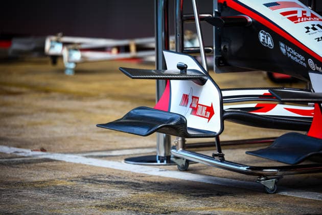 IPA85600409 - Haas front wing technical details, during the Barcelona-Catalunya Grand Prix, Barcelona, June 11–14, 2026, Montmeló, 2026 Formula 1 World Championship, WM, Weltmeisterschaft  Copyright: xFedericoxBasile IPAxSportx xx 85600409