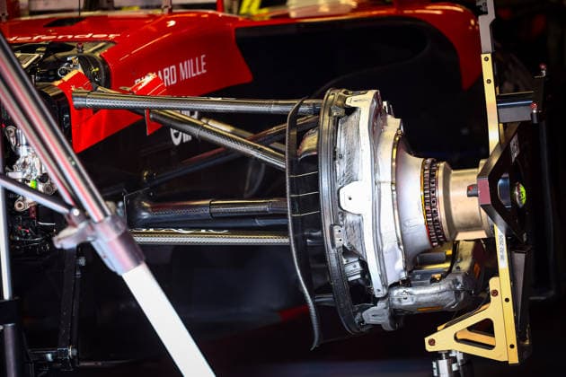 IPA85600412 - Technical details on Ferrari brakes, during the Barcelona-Catalunya Grand Prix, Barcelona, June 11–14, 2026, Montmeló, 2026 Formula 1 World Championship, WM, Weltmeisterschaft  Copyright: xFedericoxBasile IPAxSportx xx 85600412