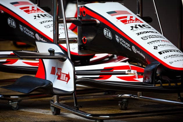 IPA85600414 - Haas front wing technical detail, during the Barcelona-Catalunya Grand Prix, Barcelona, June 11–14, 2026, Montmeló, 2026 Formula 1 World Championship, WM, Weltmeisterschaft  Copyright: xFedericoxBasile IPAxSportx xx 85600414