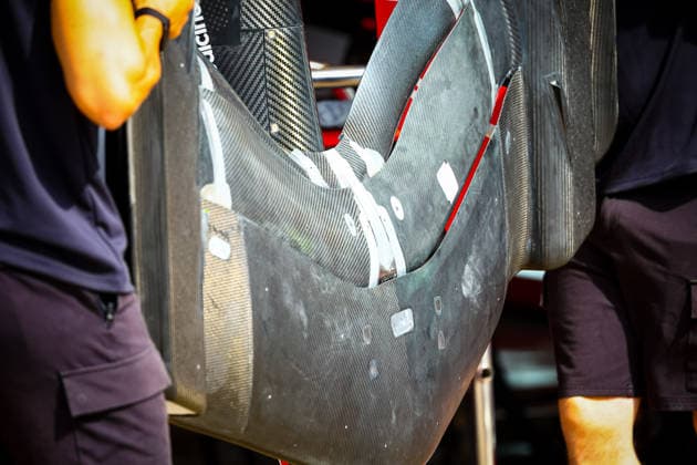 IPA85600418 - Haas front wing, technical detail, during the Barcelona-Catalunya Grand Prix, Barcelona, June 11–14, 2026, Montmeló, 2026 Formula 1 World Championship, WM, Weltmeisterschaft  Copyright: xFedericoxBasile IPAxSportx xx 85600418