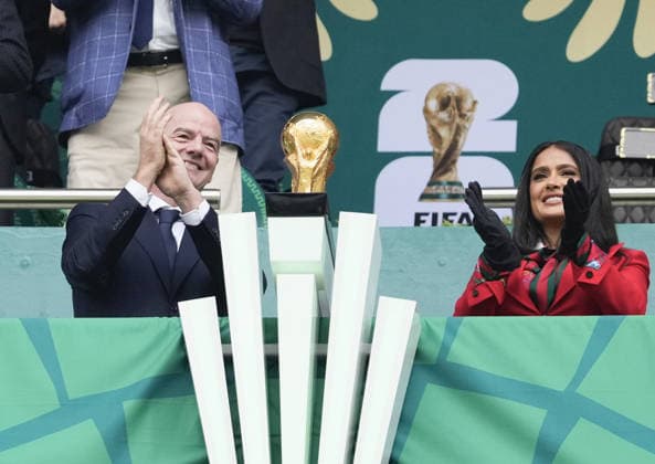 Football: 2026 World Cup FIFA President Gianni Infantino (L) watches the 2026 World Cup opener between Mexico and South Africa at Mexico City Stadium in the Mexican capital on June 11, 2026.  A14AA0005618431P