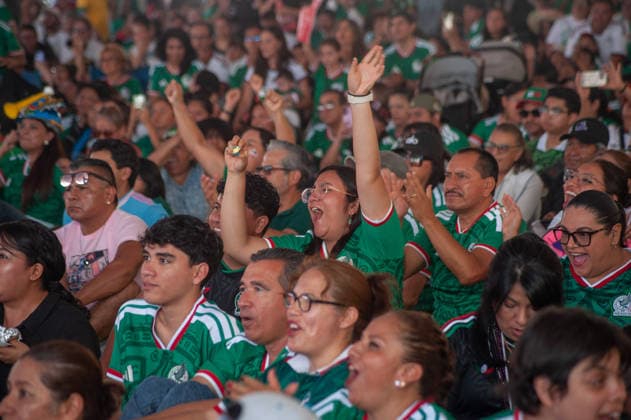 Mexicans Celebrating Victory Over South Africa at FIFA Fan Fest Mexicans celebrating the victory of Mexico over South Africa at the Correguidora stadium at the 2026 FIFA Fan Fest during the FIFA World Cup, WM, Weltmeisterschaft, Fussball opening match 1st round of group A between Mexico and South Africa. On June 11, 2026 in Queretaro, Mexico. Queretaro Mexico Copyright: xJosexCarrerax