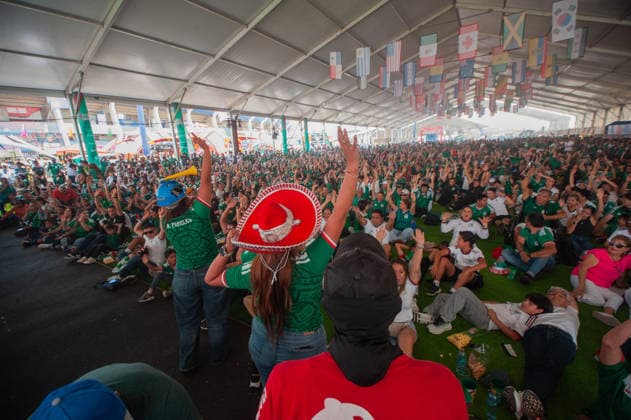 Mexicans Celebrating Victory Over South Africa at FIFA Fan Fest Mexicans celebrating the victory of Mexico over South Africa at the Correguidora stadium at the 2026 FIFA Fan Fest during the FIFA World Cup, WM, Weltmeisterschaft, Fussball opening match 1st round of group A between Mexico and South Africa. On June 11, 2026 in Queretaro, Mexico. Queretaro Mexico Copyright: xJosexCarrerax