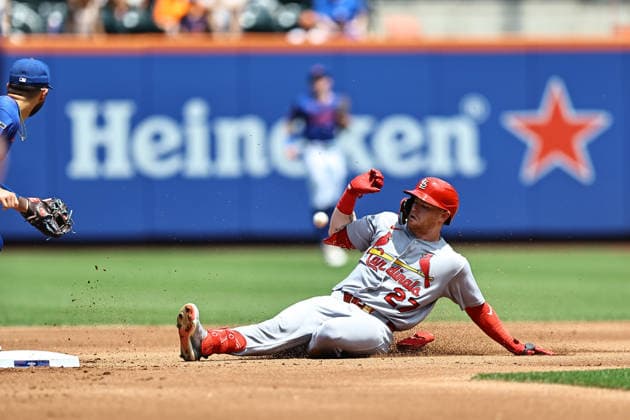 MLB, Baseball Herren, USA St. Louis Cardinals Vs. New York Mets St. Louis Cardinals player JJ Wetherholt 26 slides into second base with a double during the second inning of a baseball game against the New York Mets at Citi Field in Flushing, New York, on June 11, 2026. Flushing New York United States  Copyright: xGordonxDonovanx originalFilename:donovan-mlbstlou260611_npTqs.jpg