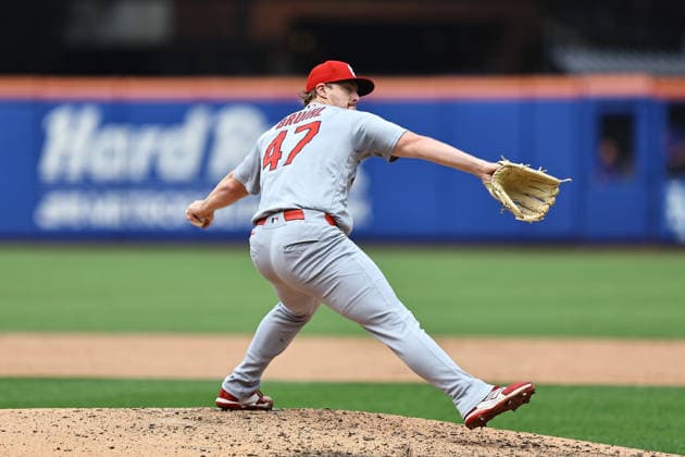 MLB, Baseball Herren, USA St. Louis Cardinals Vs. New York Mets St. Louis Cardinals relief pitcher Justin Bruihl 47 throws during the fifth inning of a baseball game against the New York Mets at Citi Field in Flushing, New York, on June 11, 2026. Flushing New York United States  Copyright: xGordonxDonovanx originalFilename:donovan-mlbstlou260611_np3sm.jpg