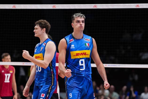 Volleyball, Nations League, Deutschland - Italien Germany V Italy - 2026 Men s Volleyball Nations League - Ottawa -Day2 Francesco Sani 9 of Italy celebrates after scoring a point during the 2026 Men s Volleyball Nations League match between Germany and Italy at TD Place Arena in Ottawa, Canada, on June 11, 2026. Ottawa Ontario Canada  Copyright: xYuanxTianx originalFilename:tian-2026mens260611_np7Y8.jpg