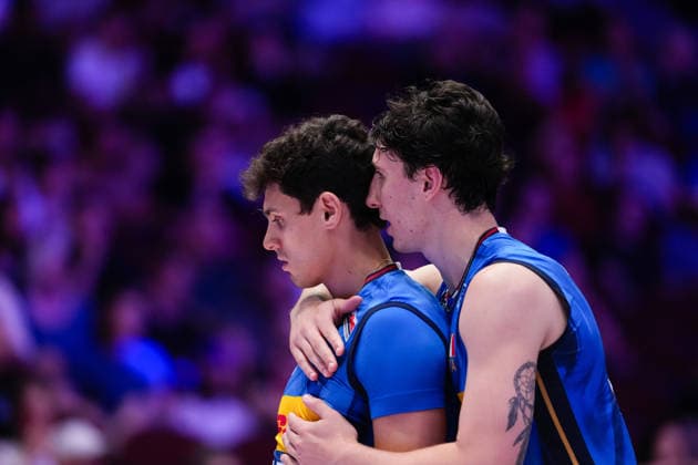 Volleyball, Nations League, Deutschland - Italien Germany V Italy - 2026 Men s Volleyball Nations League - Ottawa -Day2 Mattia Bottolo 12 and Alessandro Alberto Bovolenta 23 of Italy react during the 2026 Men s Volleyball Nations League match between Germany and Italy at TD Place Arena in Ottawa, Canada, on June 11, 2026. Ottawa Ontario Canada  Copyright: xYuanxTianx originalFilename:tian-2026mens260611_nptpP.jpg