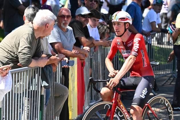 Tour Auvergne - Rhone-Alpes 2026 Stage 6 CREST-VOLAND, FRANCE - JUNE 12 : Craps Lars (BEL) of Lotto Intermarche during stage 6 of the 78th edition of Tour Auvergne - Rhone-Alpes an UCI World Tour 2.UWT cycling road race stage for Men Elite of 182.3 km with start in Saint-Vulbas and finish in Crest-Voland on June 12, 2026 in Crest-Voland, France, 12 06 2026 ( Motordriver Guy De Vuyst - Crest-Voland France  Copyright: xVincentxKalutx