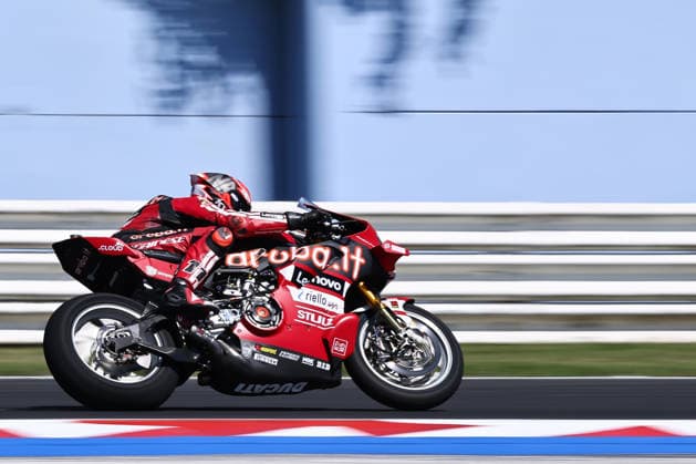 IPA85604674 - Nicolo Bulega (ITA) on a Ducati Panigale V4R, Aruba.It Racing - Ducati, during the FIM Superbike World Championship, WM, Weltmeisterschaft Pirelli Emilia Romagna Round at the Misano World Circuit Marco Simoncelli, Misano Adriatico, Italy on June 12, 2026 during the Pirelli Emilia Romagna Round, World Superbike (SBK) race in Italy, Italy, June 12, 2026  Copyright: xValerioxOrigo IPAxSportx xx 85604674