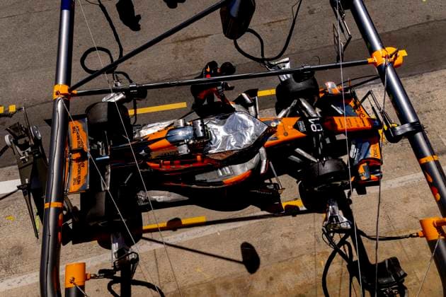 BARCELONA Practice a pit stop with the car of Formula 1 driver Oscar Piastri of McLaren Mastercard Formula 1 Team during the Formula 1 Spain Catalonia at the Circuit de Barcelona Catalunya on June 12, 2026 in Barcelona, Spain Photo by DeFodi Images