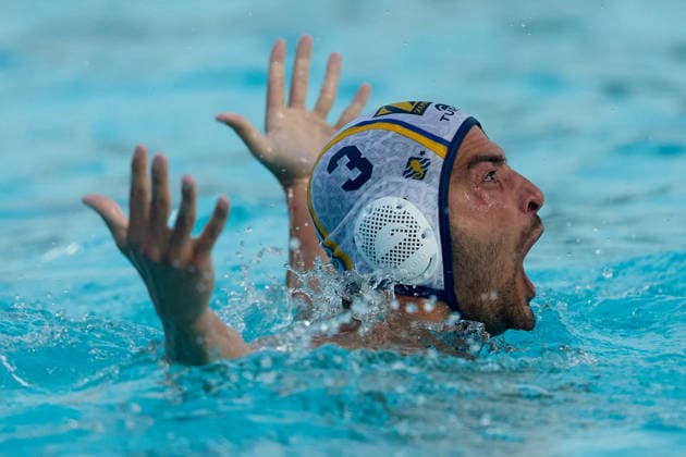Alessandro Velotto of Zodiac CNAB gestures in celebration after scoring during the European Aquatics Men™s Water polo, Wasserball Champions League semi-final (SF1) match between Zodiac CNAB and FTC Telekom Waterpolo at the National Pool, Tal-Qroqq, Malta, on 11 June, 2026 Zodiac CNAB v FTC Telekom Waterpolo - Men™s Water Polo Men Champions League 2026 EA_CL_2026_MLT