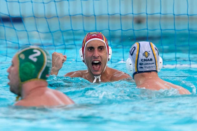 Unai Rubio Aguirre, goalkeeper of Zodiac CNAB reacts during the European Aquatics Men™s Water polo, Wasserball Champions League semi-final (SF1) match between Zodiac CNAB and FTC Telekom Waterpolo at the National Pool, Tal-Qroqq, Malta, on 11 June, 2026 Zodiac CNAB v FTC Telekom Waterpolo - Men™s Water Polo Men Champions League 2026 EA_CL_2026_MLT
