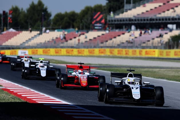 AUTO - FORMULA 3 2026 - BARCELONA 17 CLEROT Pedro (bra), Rodin Motorsport, Dallara F3 2025, action and 20 SHARP Louis (aus), Prema Racing, Dallara F3 2025, action during the 3rd round of the 2026 FIA Formula 3 Championship from June 12 to 14, 2026 on the Circuit de Barcelona-Catalunya, in Montmelo, Spain - MontmeloSpain  Copyright: xEricxAlonsox