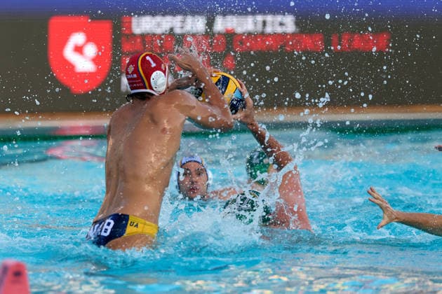 Unai Rubio Aguirre, goalkeeper of Zodiac CNAB is in action during the European Aquatics Men™s Water polo, Wasserball Champions League semi-final (SF1) match between Zodiac CNAB and FTC Telekom Waterpolo at the National Pool, Tal-Qroqq, Malta, on 11 June, 2026 Zodiac CNAB v FTC Telekom Waterpolo - Men™s Water Polo Men Champions League 2026 EA_CL_2026_MLT